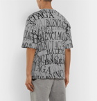Balenciaga - Logo-Embroidered Printed Cotton-Jersey T-Shirt - Gray