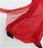 Nensi Dojaka Silk and mesh-paneled gown