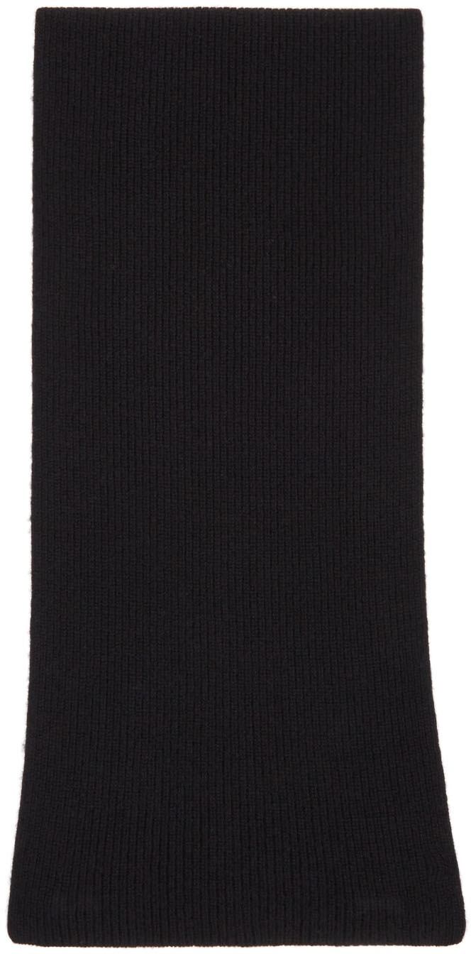 Sunspel Black Recycled Cashmere Ribbed Scarf