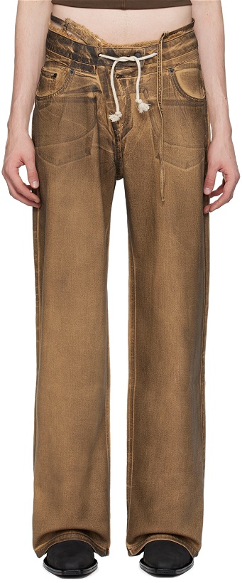Photo: Ottolinger SSENSE Exclusive Brown Double Fold Jeans