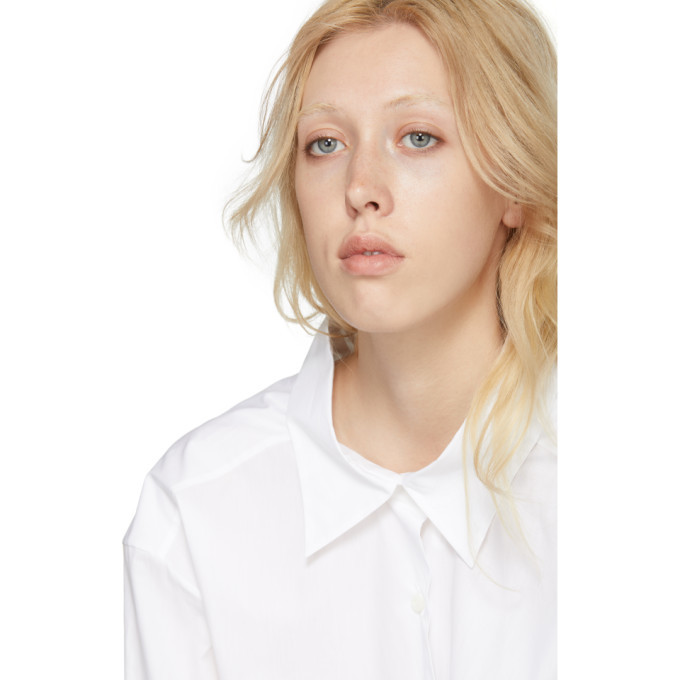 Prada White Poplin Off-the-Shoulder Shirt