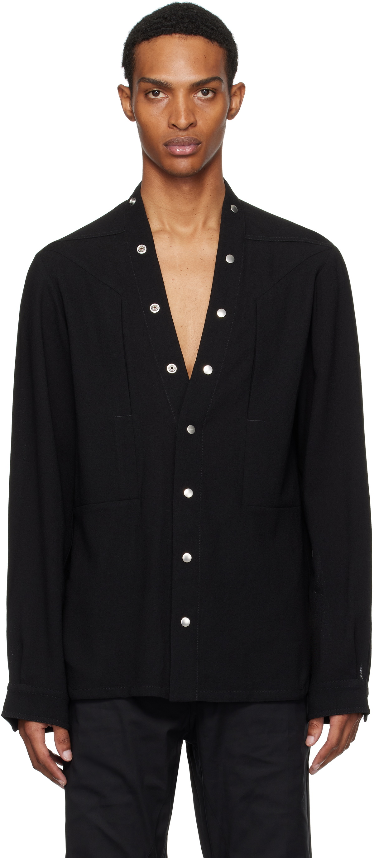 Rick Owens Black Concordians Larry Fogpocket Shirt Rick Owens