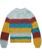 The Elder Statesman - Panelled Striped Organic Cotton-Bouclé Sweater - Multi