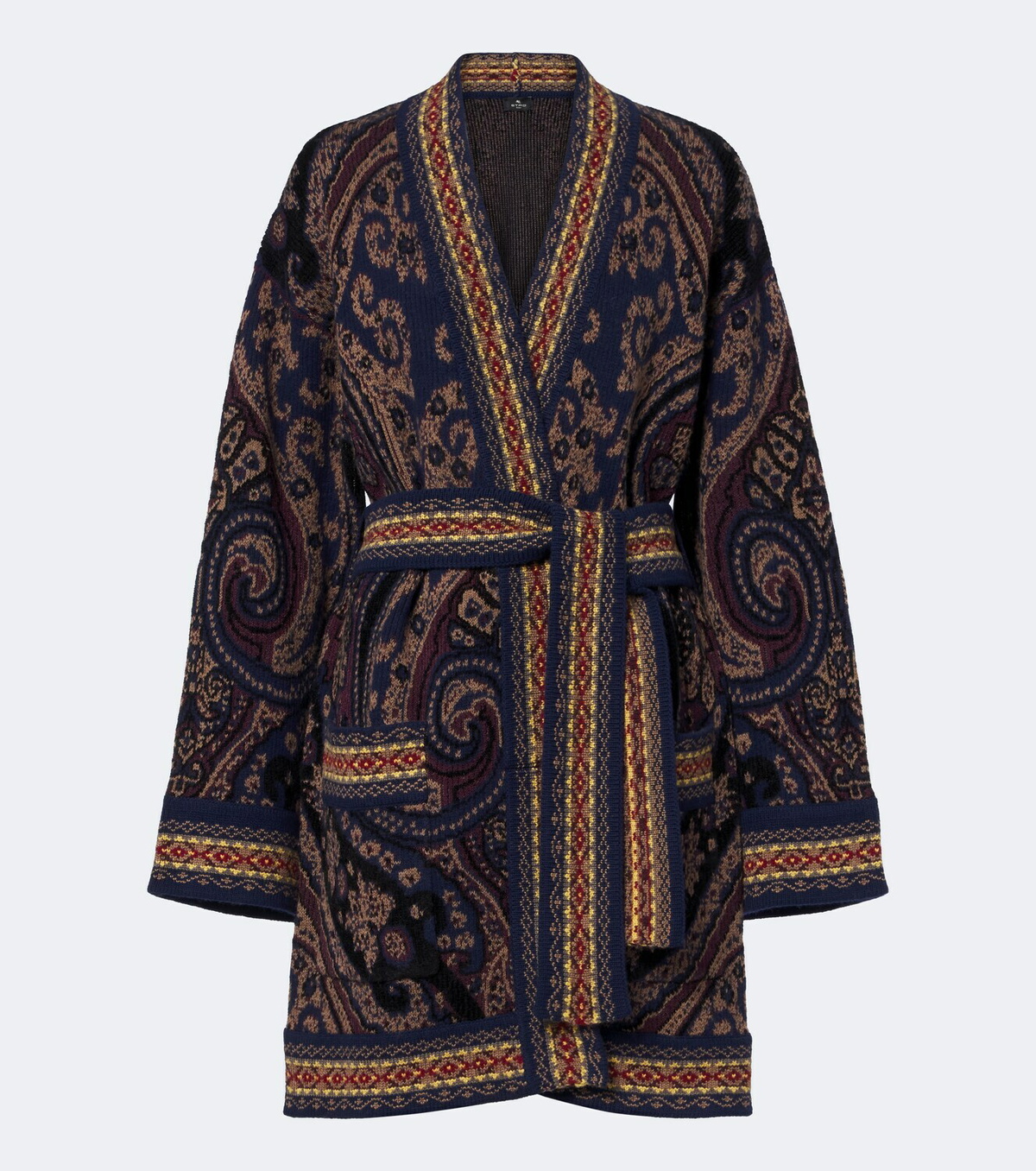 Etro Jacquard wool-blend wrap cardigan