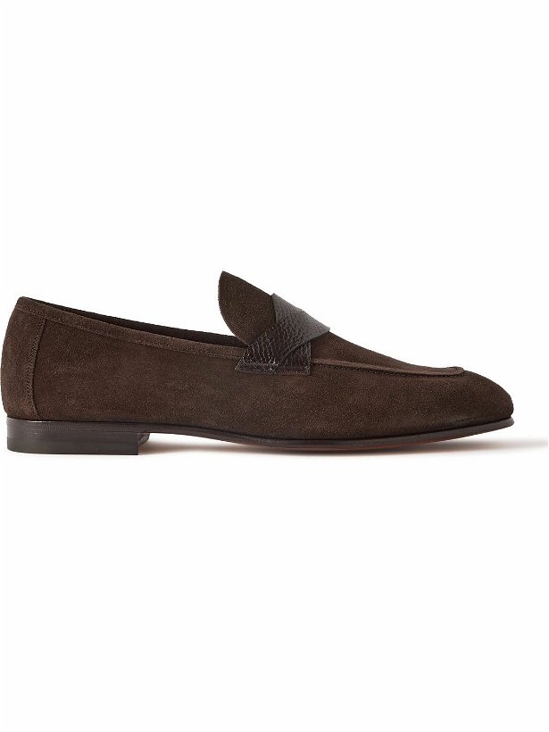 Photo: TOM FORD - Sean Textured Leather-Trimmed Suede Loafers - Brown