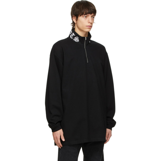 VETEMENTS Black Gothic Logo Zip Turtleneck Vetements