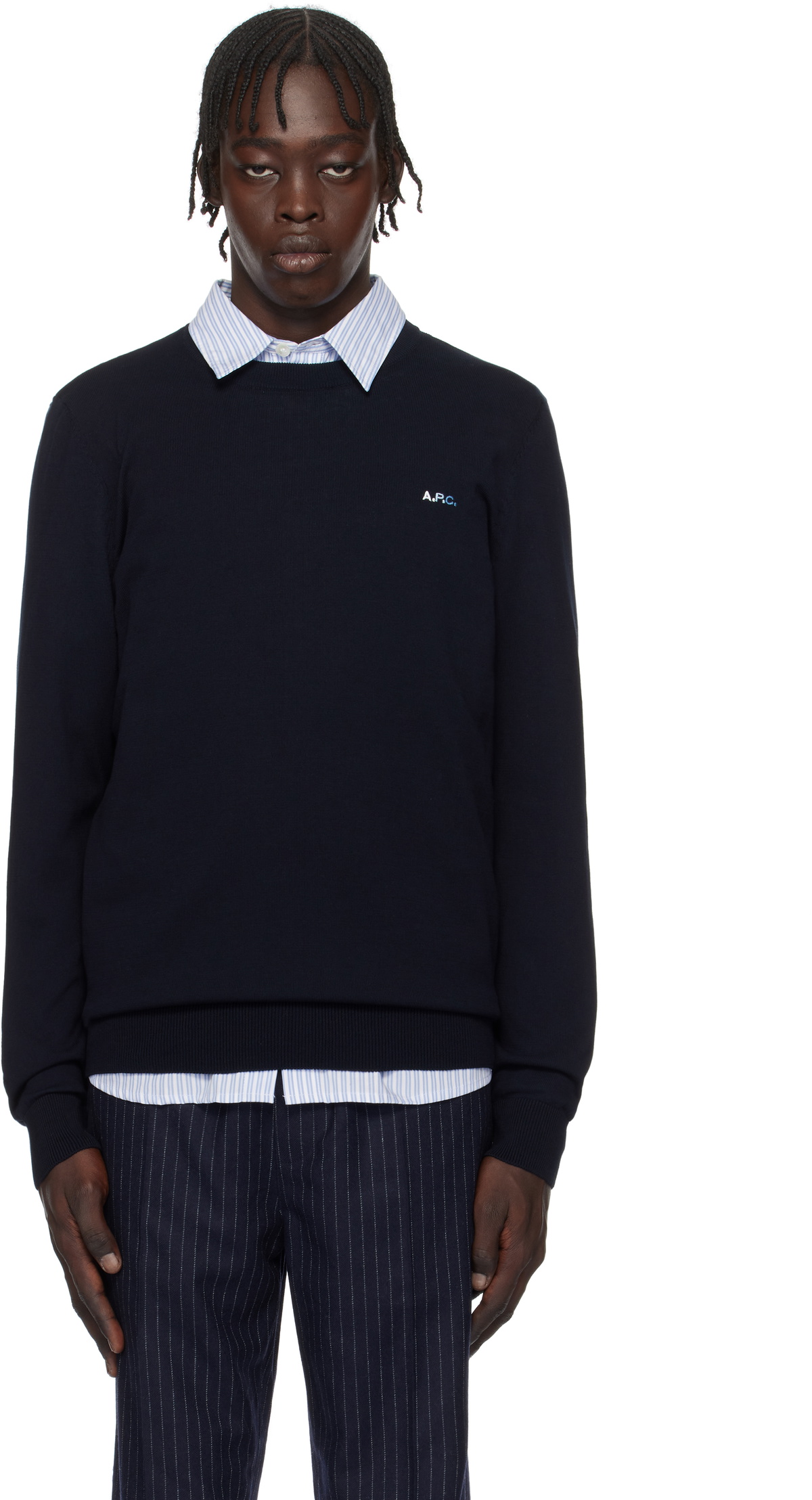 ★新品★ A.P.C. クルーネックセーター　ダークネイビー　Ｌ ☆新品☆ A.P.C. クルーネックセーター ダークネイビー L