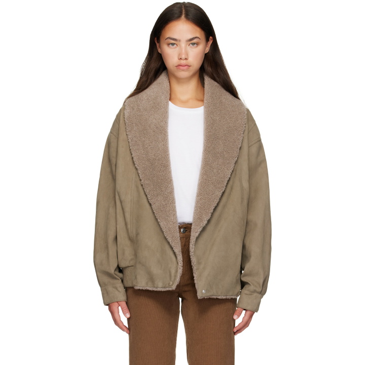 Photo: Stella McCartney Beige Vegan Suede Plush-Trimmed Jacket