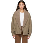 Stella McCartney Beige Vegan Suede Plush-Trimmed Jacket