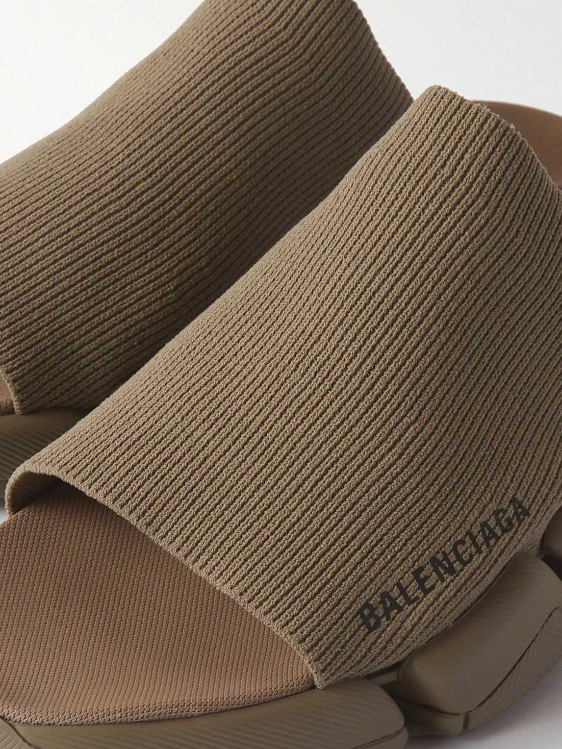 Balenciaga - Speed 2.0 Logo-Print Stretch-Knit Slides - Brown