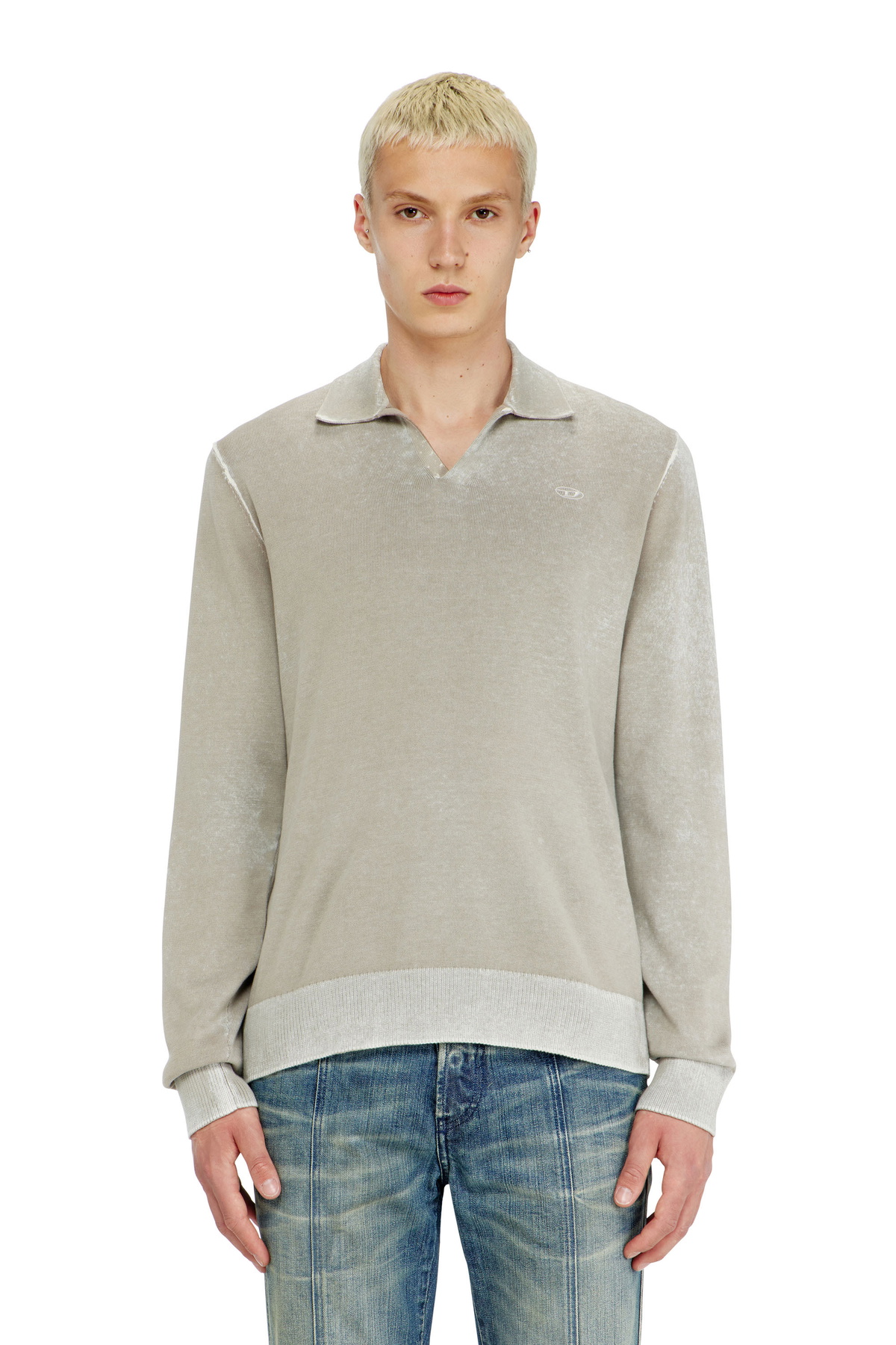 Diesel Polo jumper with faded reverse print - Knitwear - Man -