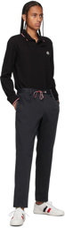 Moncler Black Tricolor Long Sleeve Polo