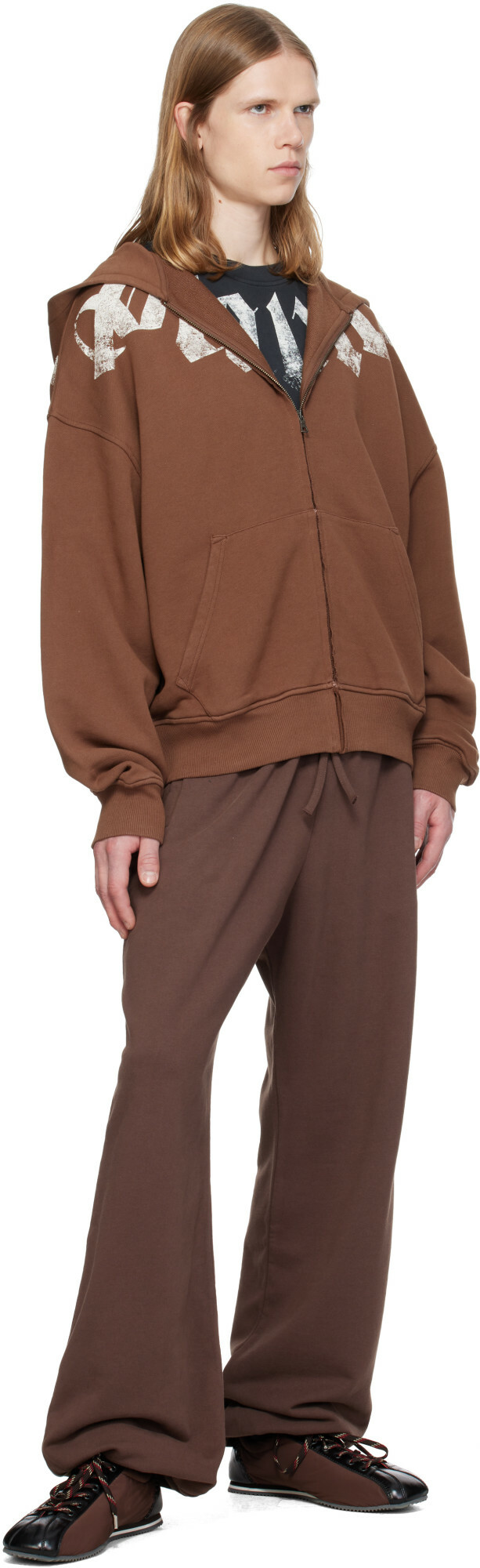 Palm Angels Brown Waist Logo Sweatpants