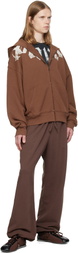Palm Angels Brown Waist Logo Sweatpants