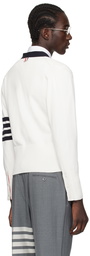 Thom Browne White 4-Bar Cardigan