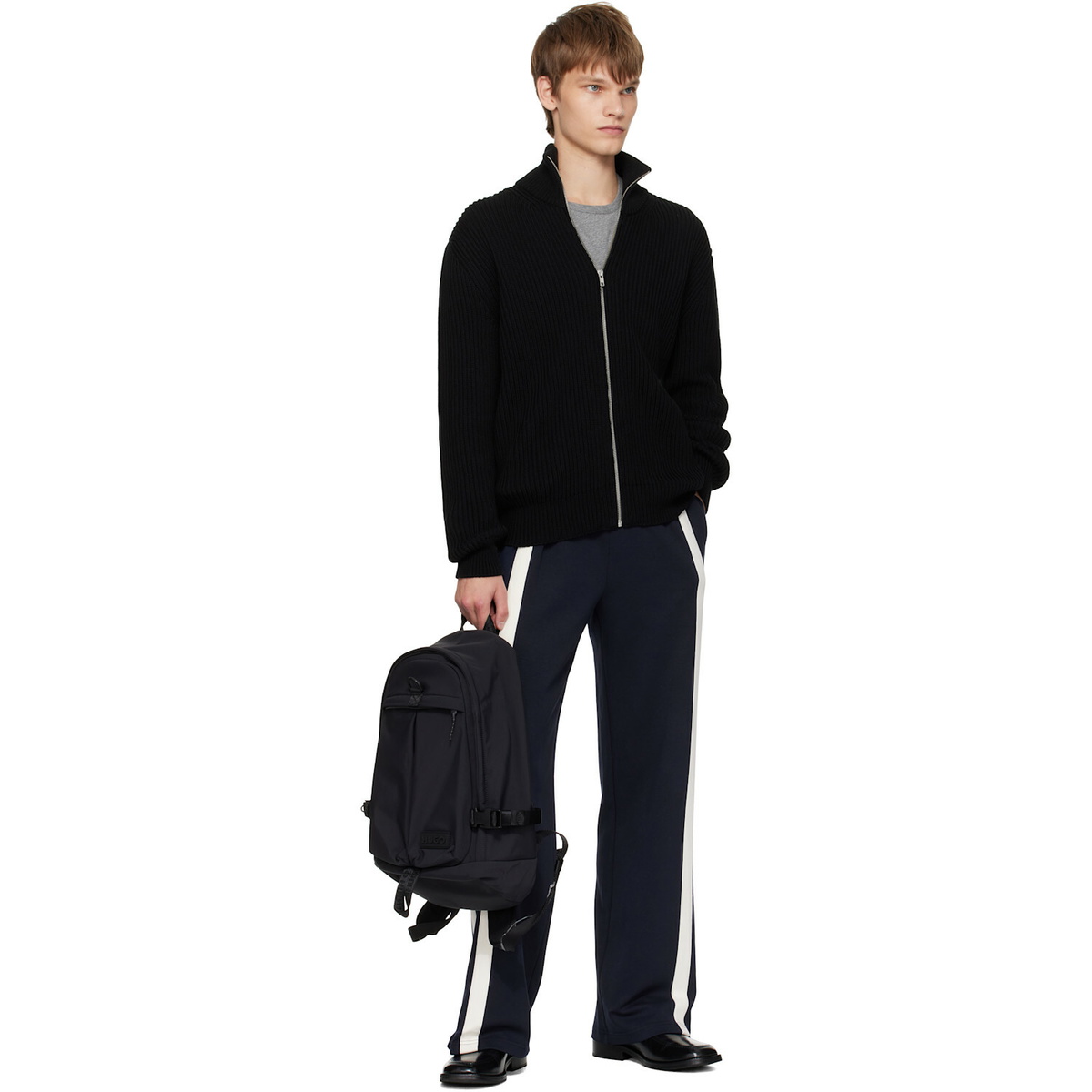 Hugo Black Logo Patch Backpack