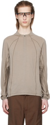 Goldwin 0 Taupe Half-Zip Long Sleeve T-Shirt