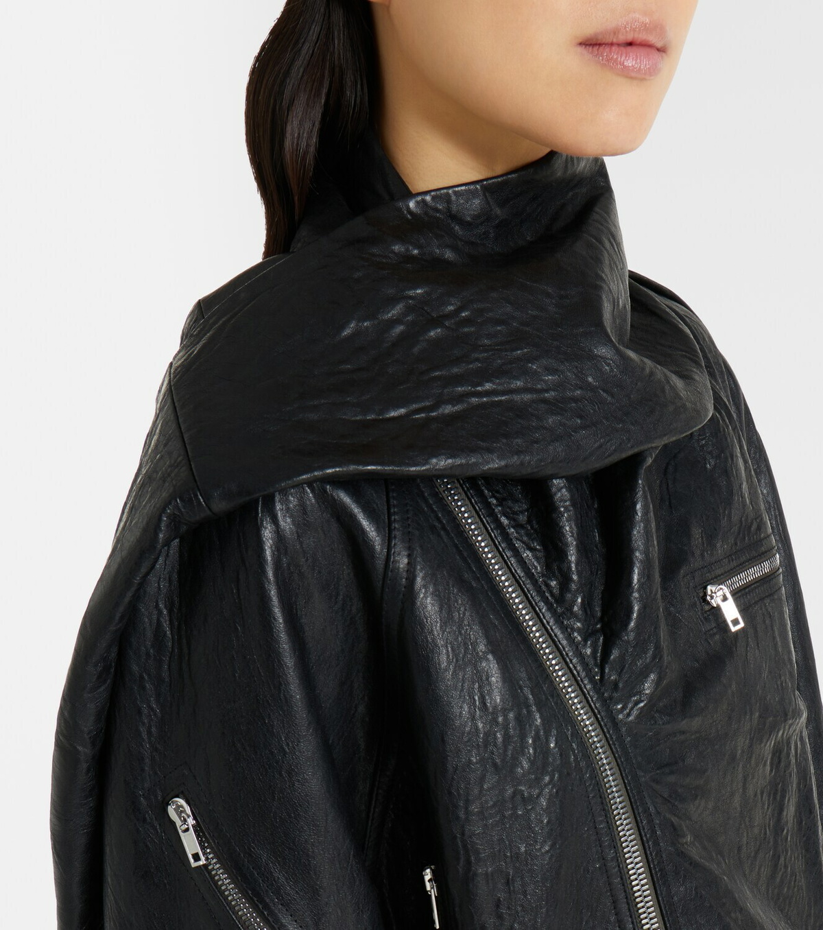 Rick Owens Scarf Light leather biker jacket