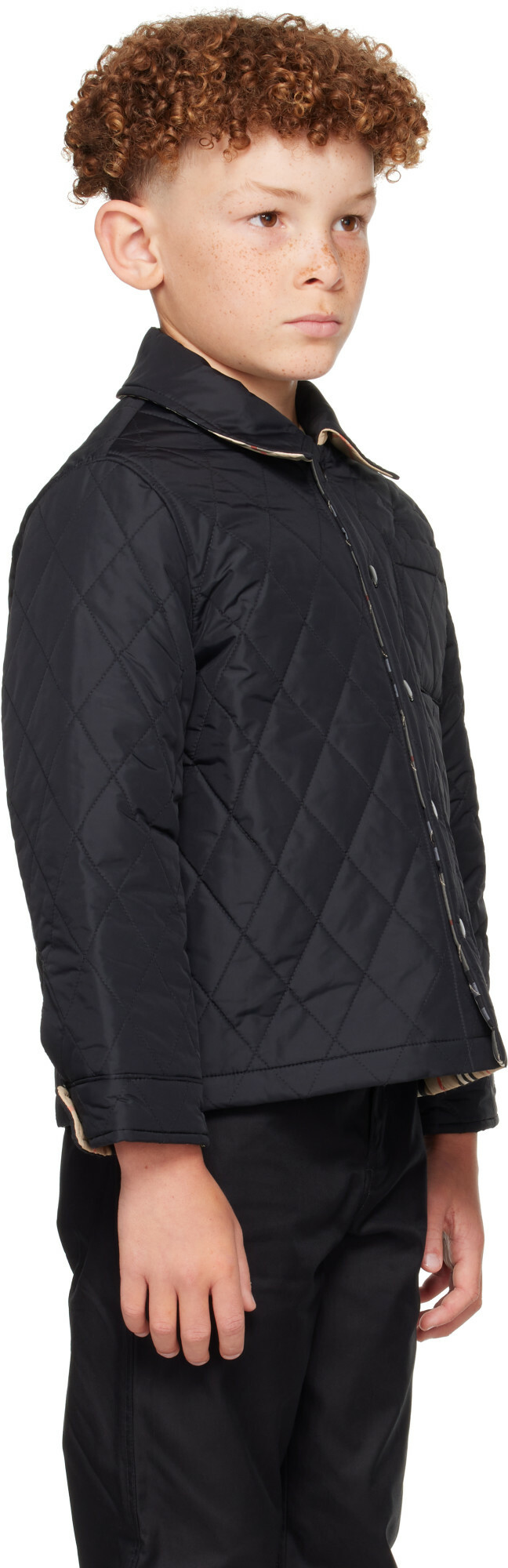 Burberry Kids Black Reversible Quilted Nylon Jacket