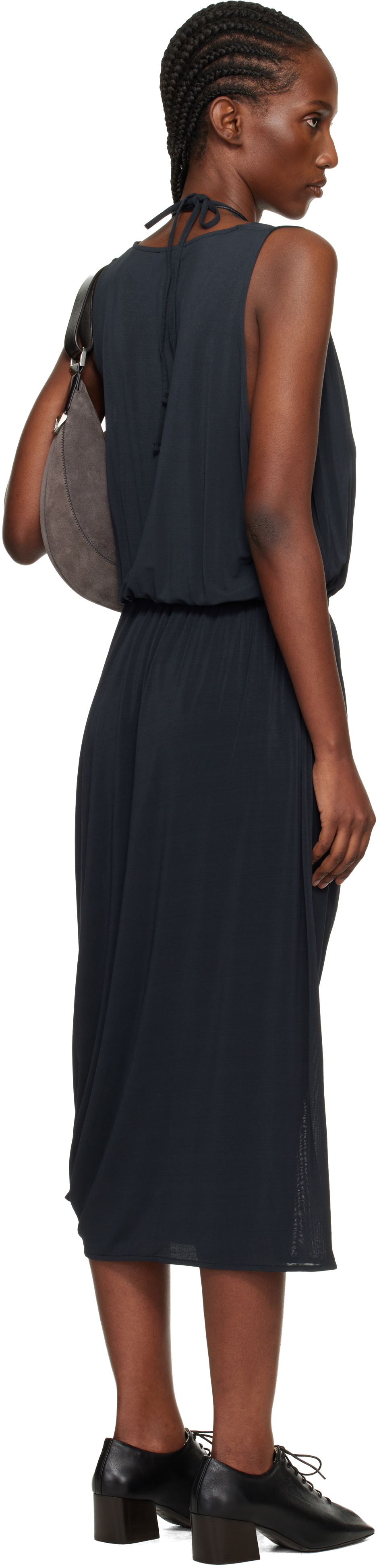 LEMAIRE Gray Double Layer Drape Maxi Dress