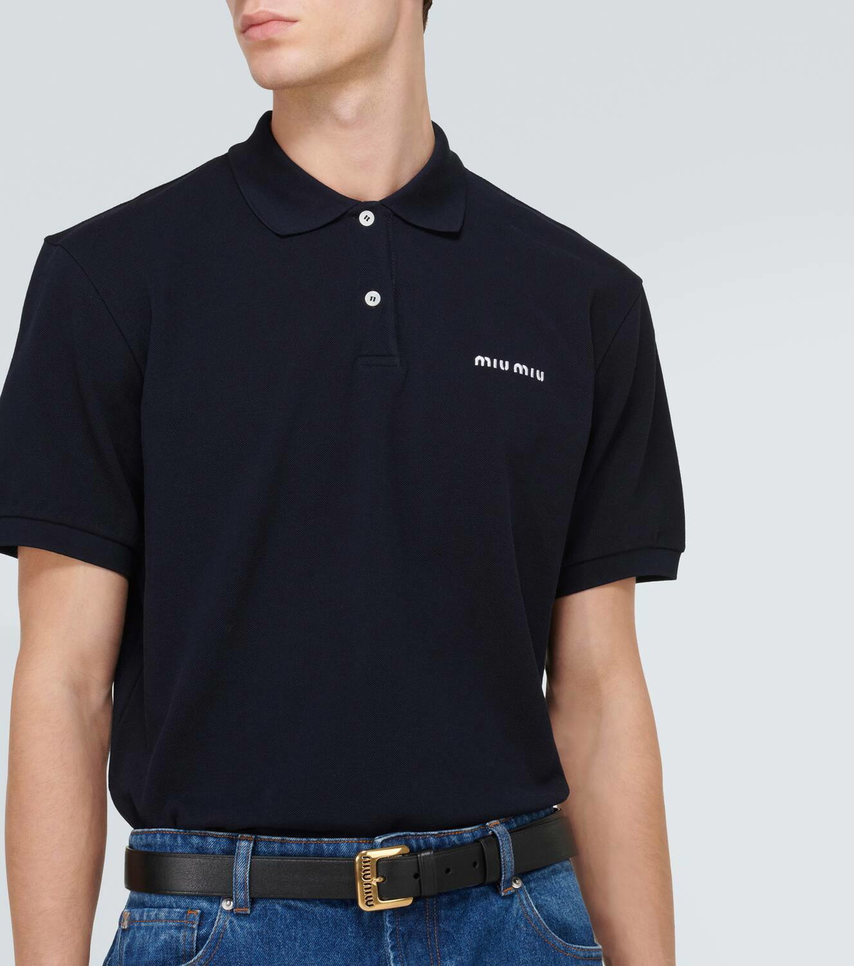 Miu Miu Logo cotton piqué polo shirt