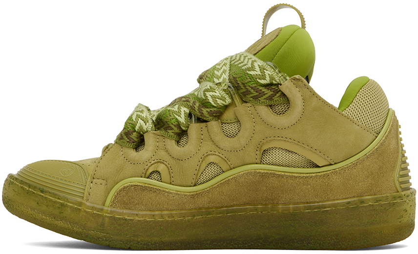 Lanvin Green Leather Curb Sneakers Lanvin