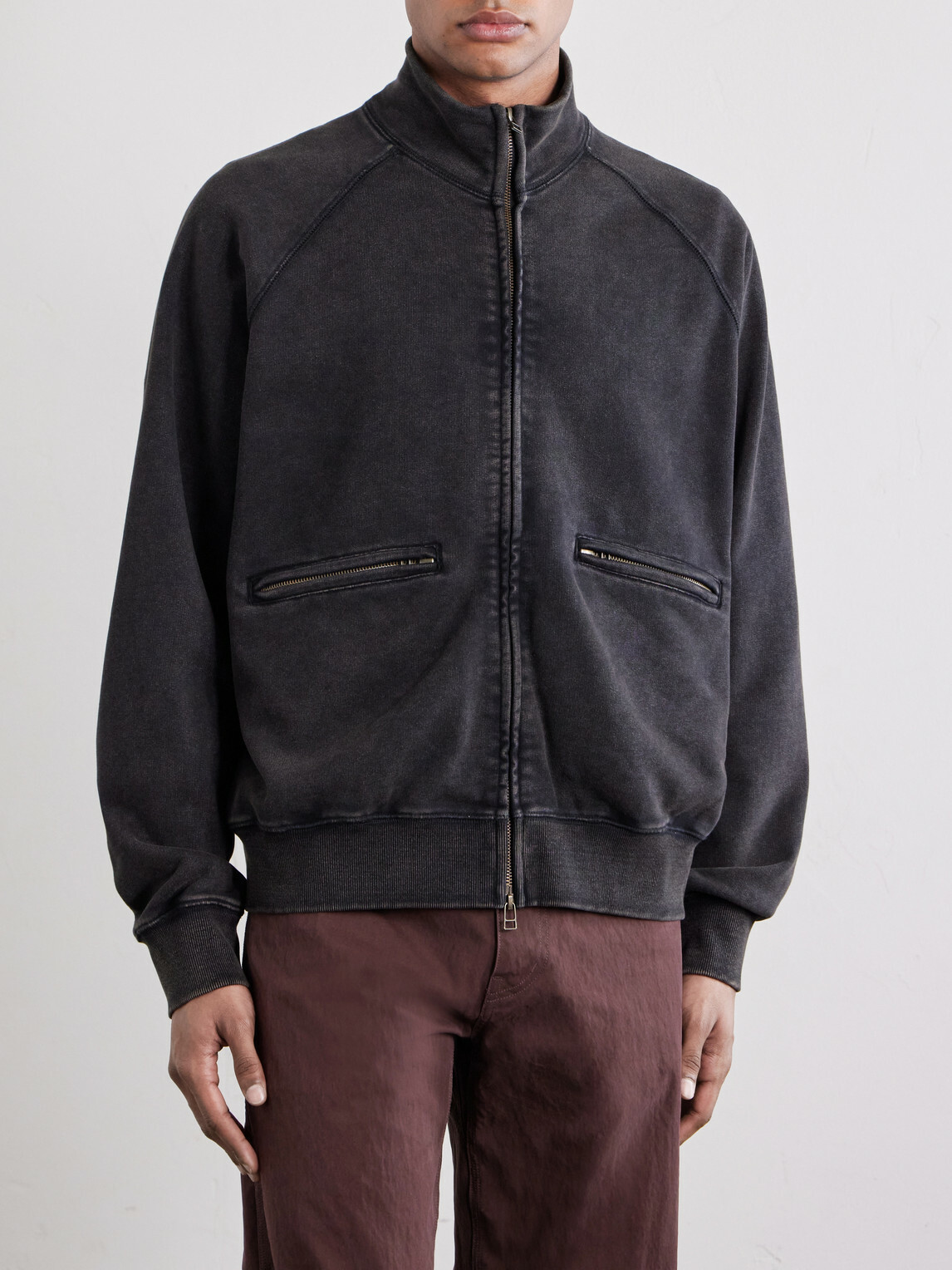 FrizmWORKS - Cotton-Blend Jersey Zip-Up Sweatshirt - Black