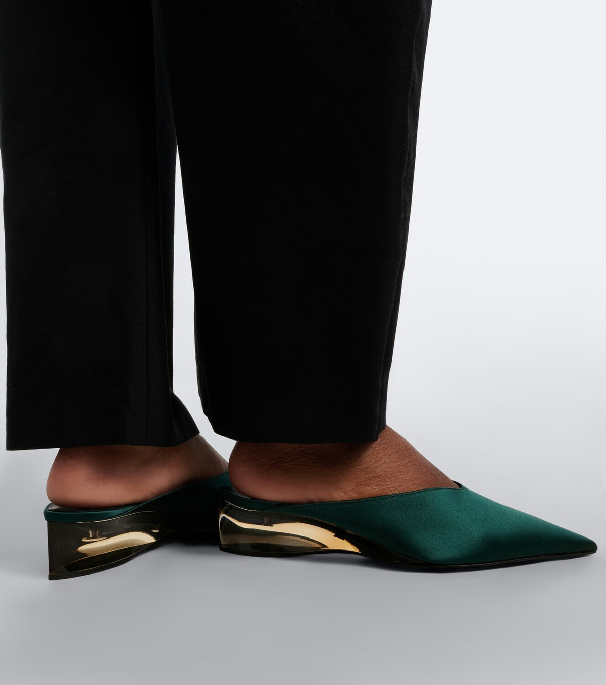 Alaïa Invisible satin wedge mules