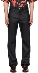 MISBHV Black Five-Pocket Faux-Leather Pants