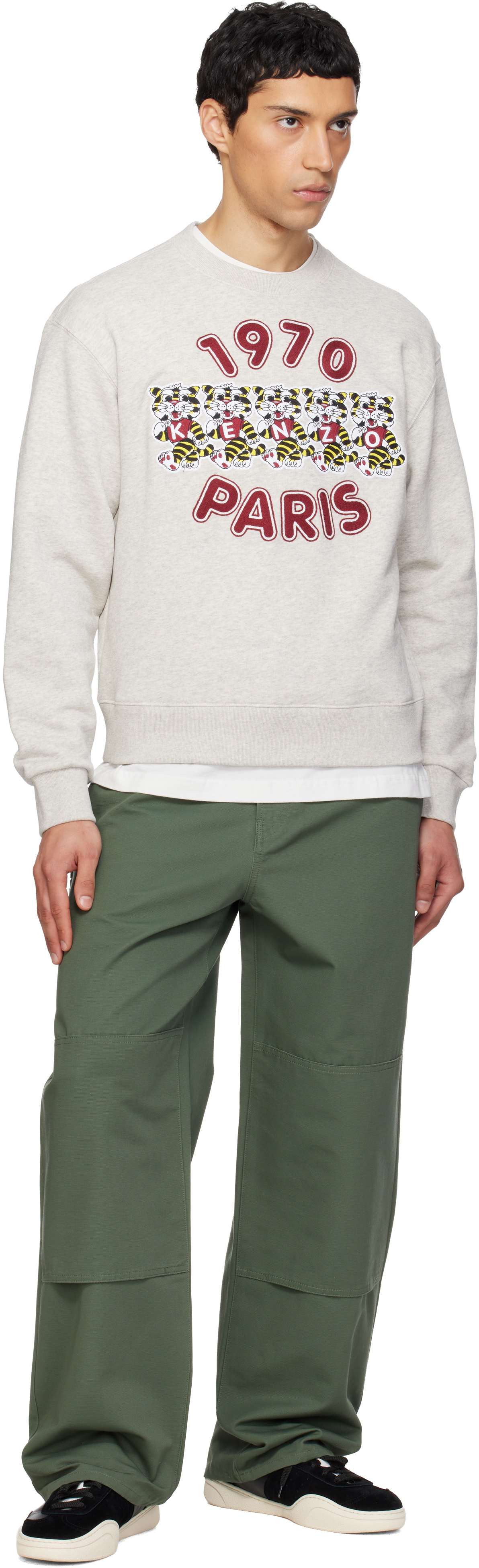 Kenzo Gray Kenzo Paris 'KENZO Wild Tiger' Embroidered Sweatshirt