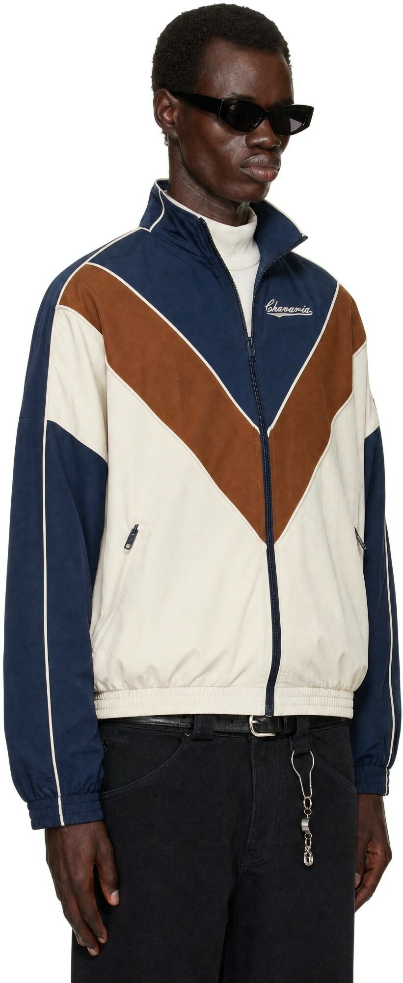 WILLY CHAVARRIA Off-White & Navy 'Bad Boy' Track Jacket