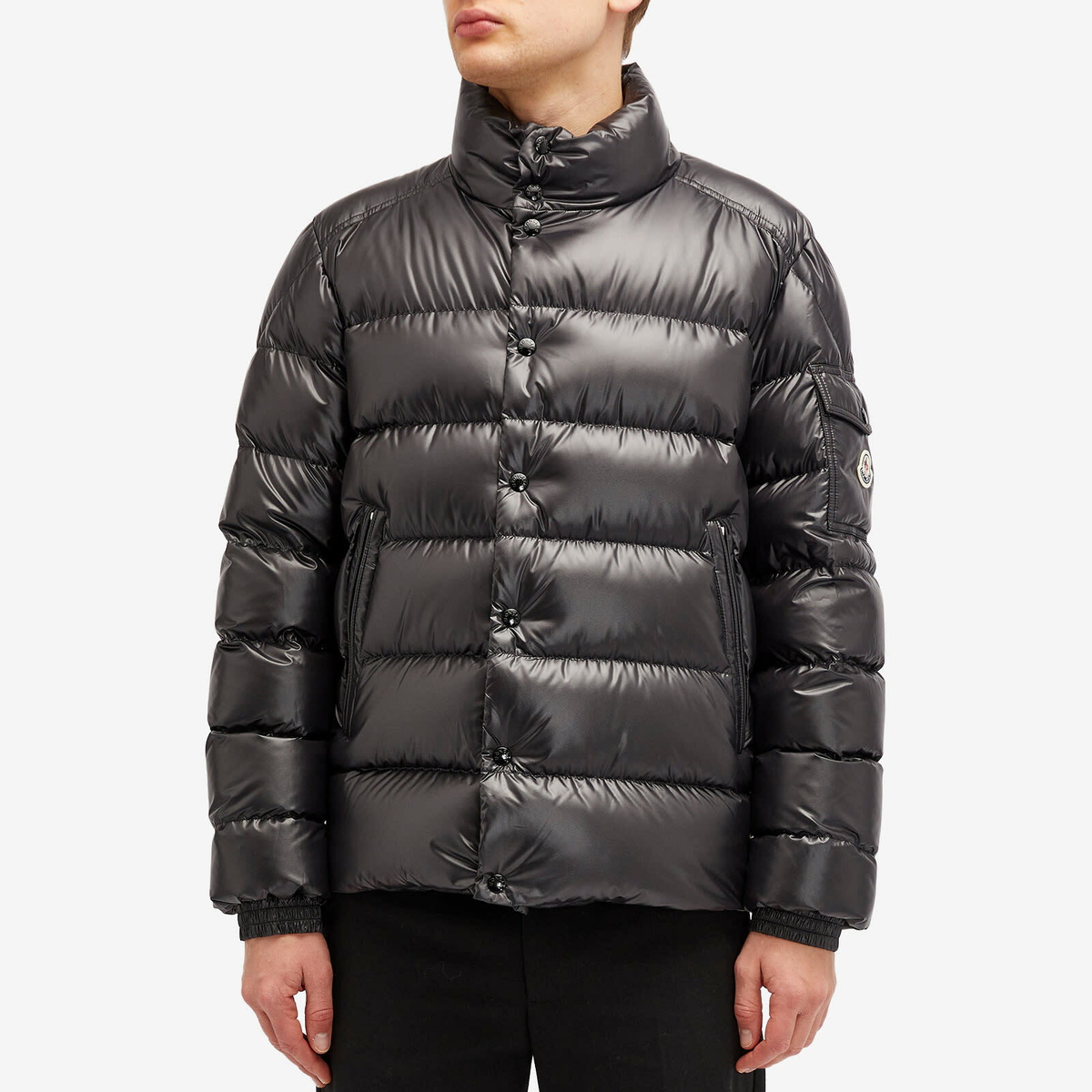 Moncler Men's Lule High Shine Padded Jacket in Black Moncler