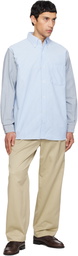 nanamica Blue & Gray Button Down Stripe Storm Shirt