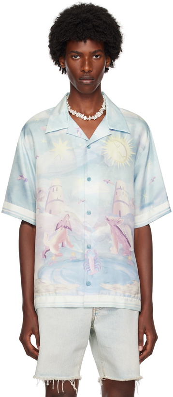 Photo: Givenchy Blue Graphic Bowling Shirt