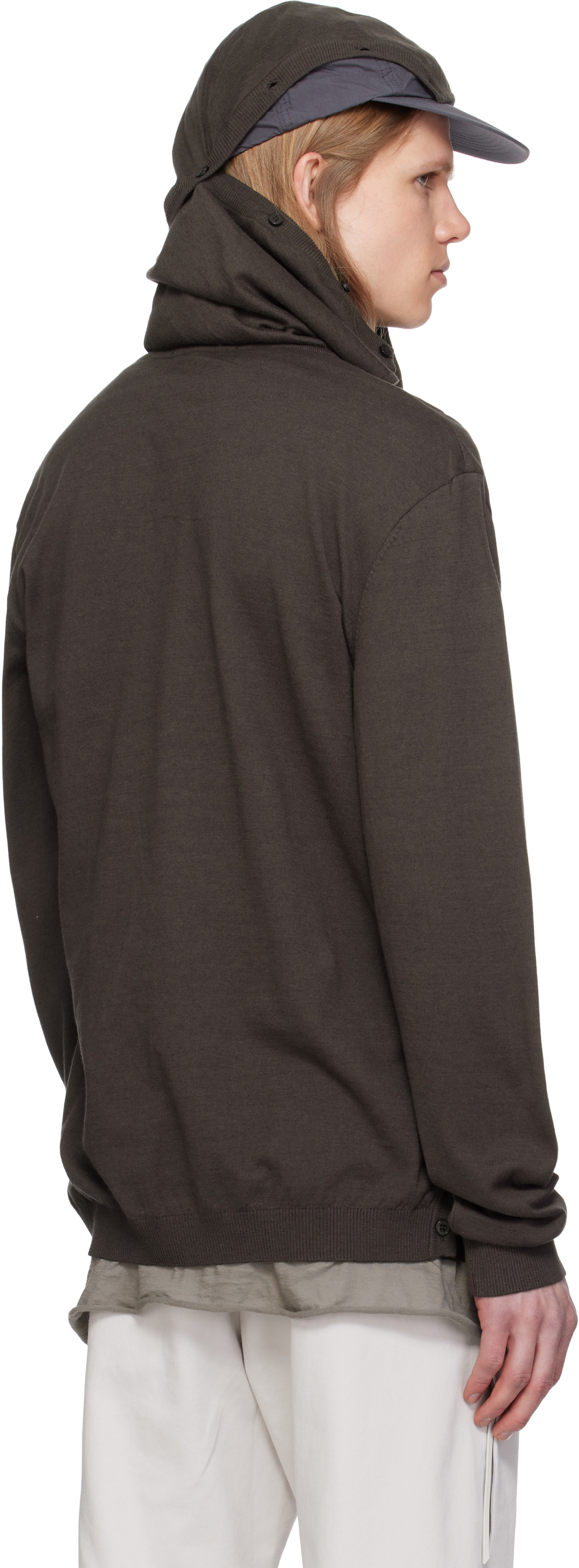 POST ARCHIVE FACTION (PAF) Brown 8.0 Knit Center Hoodie