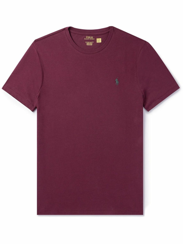Photo: Polo Ralph Lauren - Logo-Embroidered Cotton-Jersey T-Shirt - Burgundy