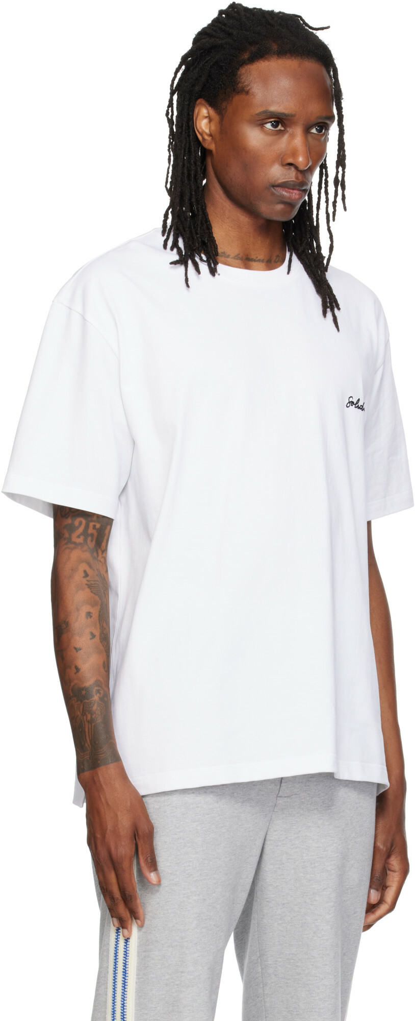 Solid Homme White Hand-Drawn T-shirt