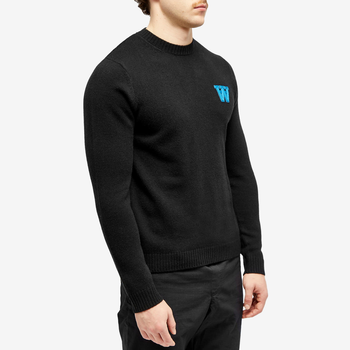 Wood Wood Men's Tay Lambswool Crew Knit in Black