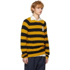 Gucci Black and Yellow Striped Embroidered Pig Sweater