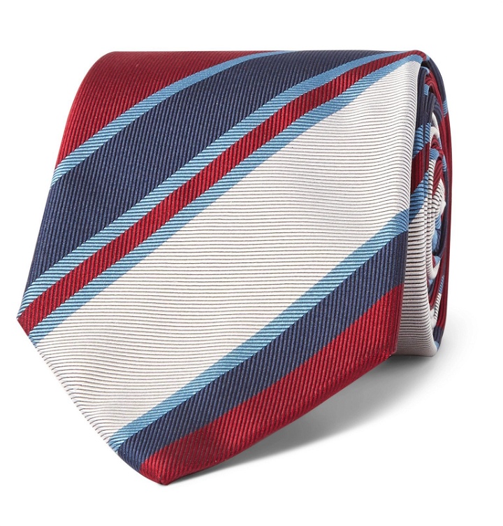 Photo: Bigi - 8cm Striped Silk-Jacquard Tie - Blue
