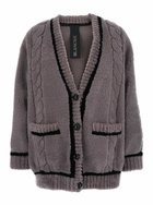 Blancha Grey V-neck Cardigan With Front Pockets In Fur Woman