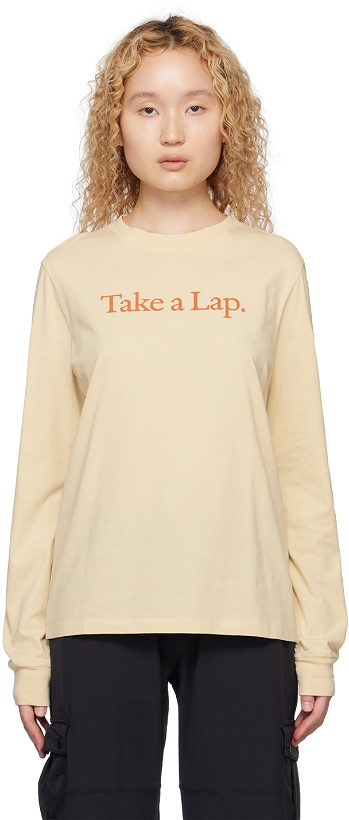 Photo: Outdoor Voices Beige 'Take A Lap' Long Sleeve T-Shirt