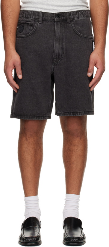 Photo: AAPE by A Bathing Ape Black 'AAPENOW' Denim Shorts