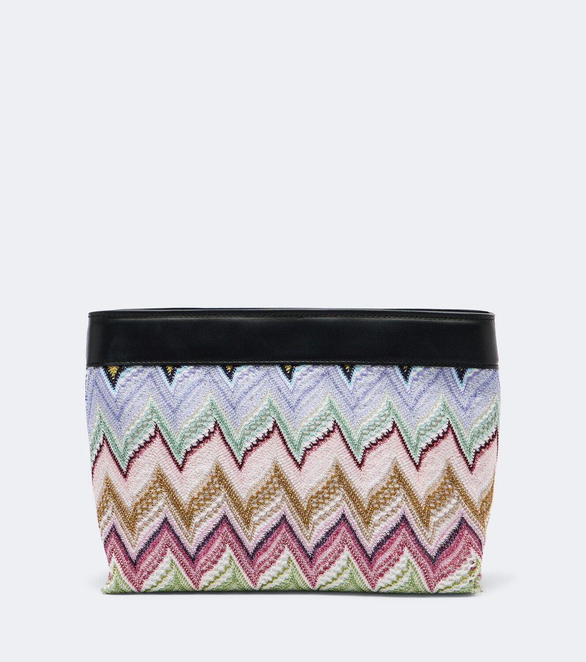 Missoni Zigzag leather-trimmed lamé pouch