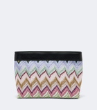Missoni Zigzag leather-trimmed lamé pouch