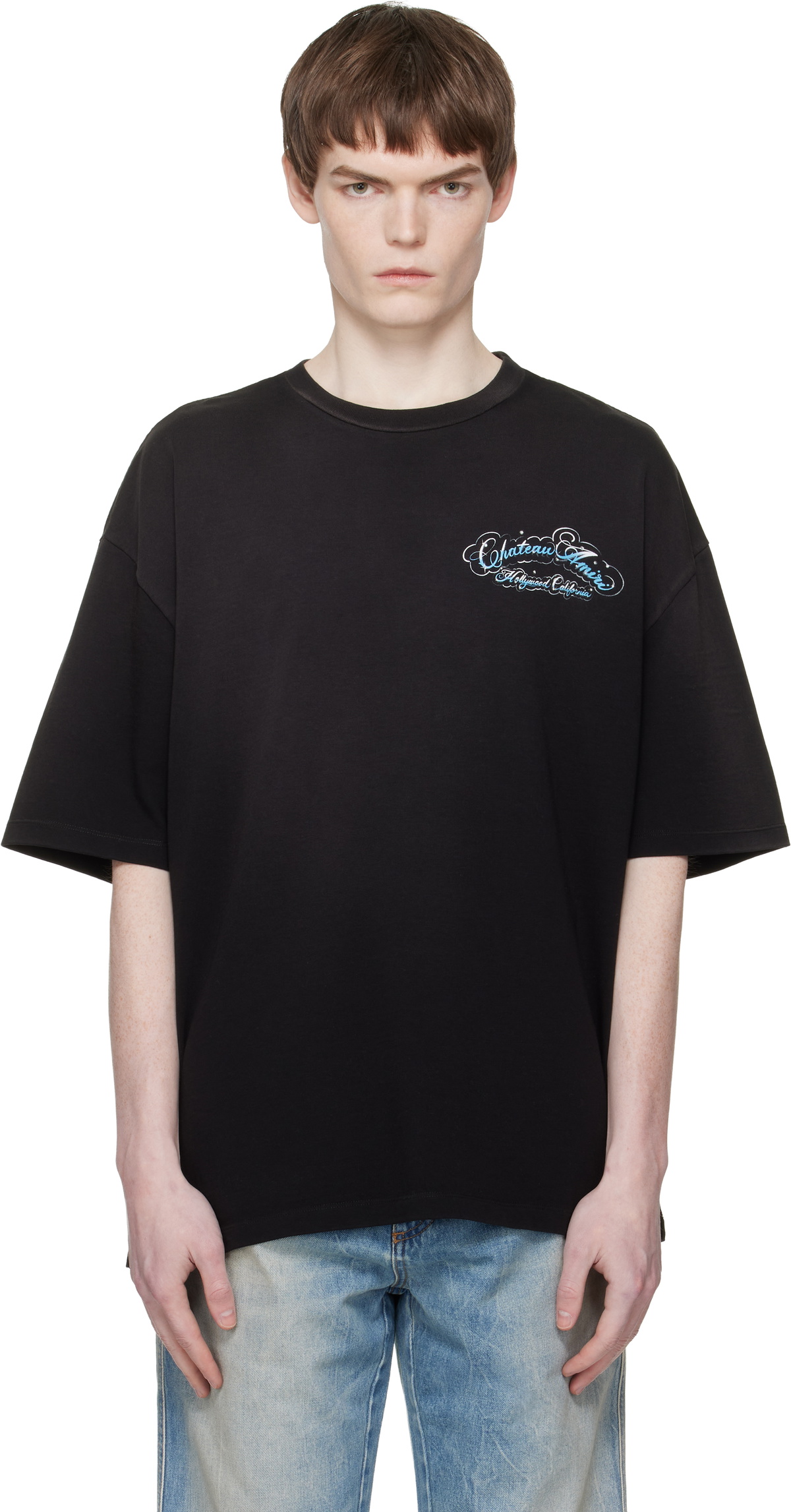 トップス Andmary Ami shirring logo tops black ANDMARY】Ami shirring logo tops
