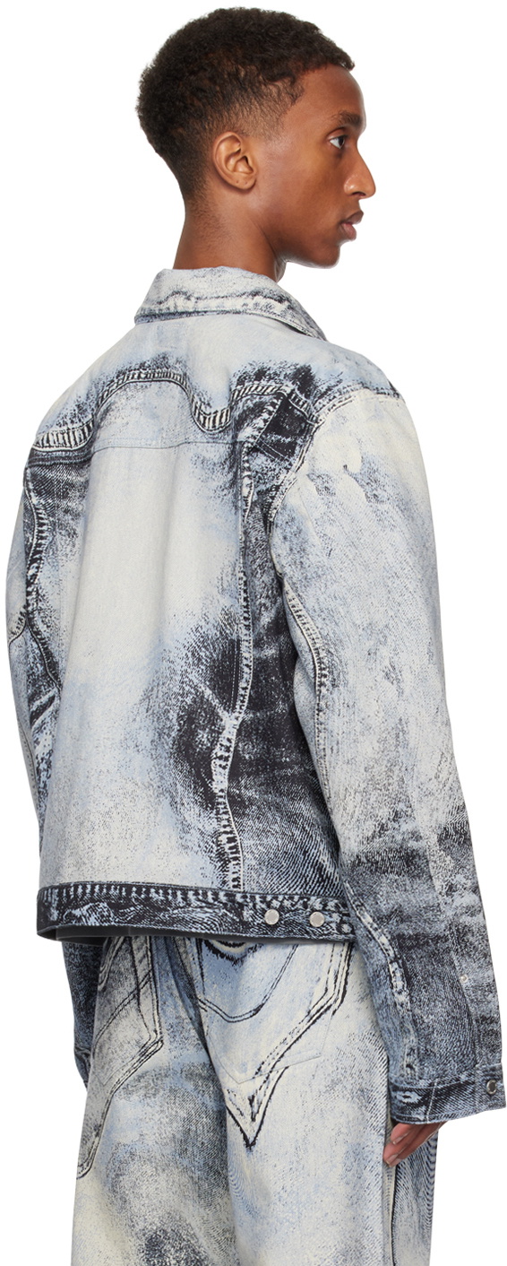 CAMPERLAB Blue Distorted Print Denim Jacket