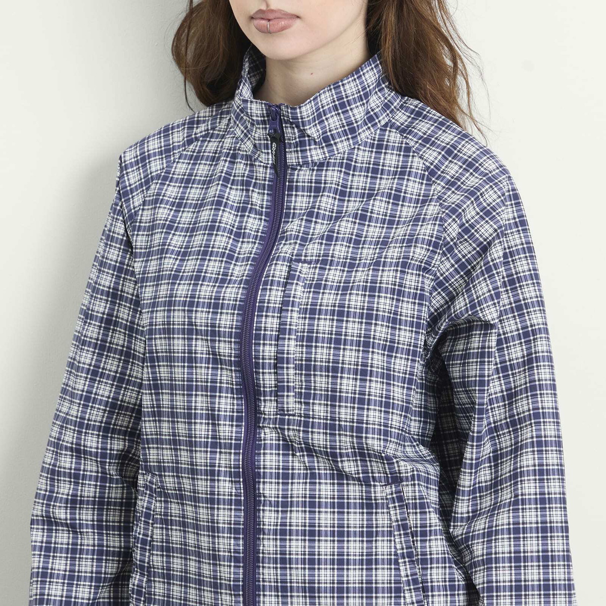 Gramicci Women's Checkered Shell Jacket in Navy Check