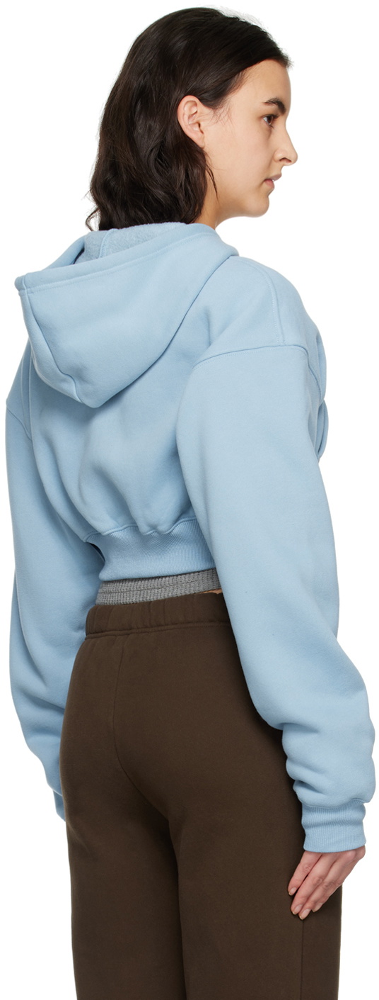 Danielle Guizio Blue Cropped Hoodie