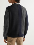 Brioni - Patchwork Wool and Cashmere-Blend Cardigan - Blue